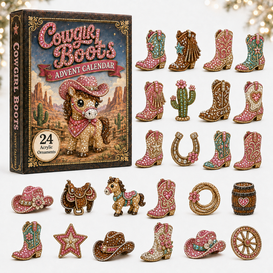 CHRISTMAS KICKOFF 40% OFF - Horse Boots Advent Calendar 2026 - 24-Day Festive Countdown, Acrylic Charms Blind Box - Gift For Horse Lovers