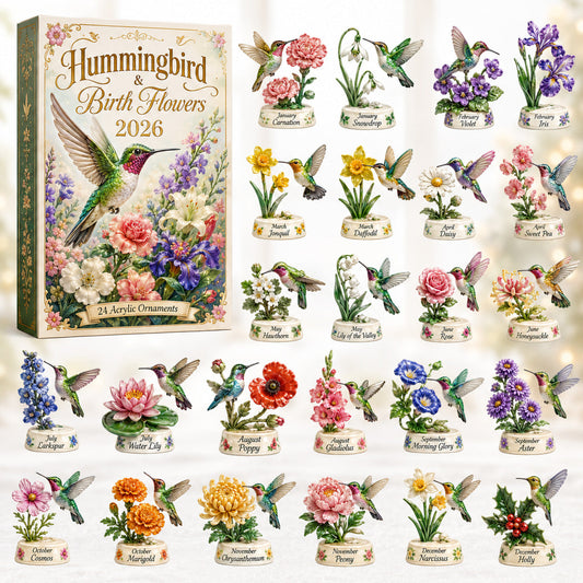 Hummingbird & Birth Flowers Advent Calendar 2026 - 24-Day Festive Countdown