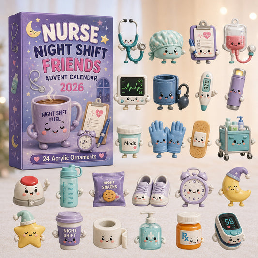 Nurse Night Shift Friends Advent Calendar 2026 - 24-Day Festive Countdown