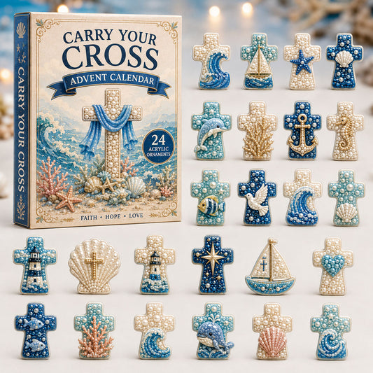 CHRISTMAS KICKOFF 40% OFF - Ocean Crosses Advent Calendar 2026 - 24-Day Festive Countdown, Acrylic Charms Blind Box - Gift For Family