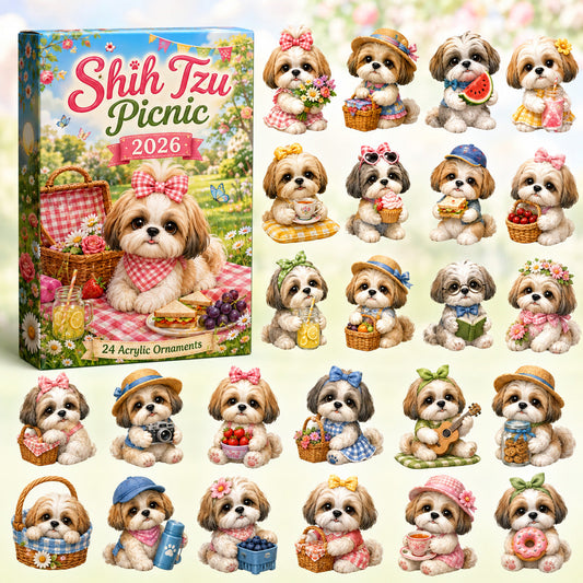 Shih Tzu Picnic Advent Calendar 2026 - 24-Day Festive Countdown