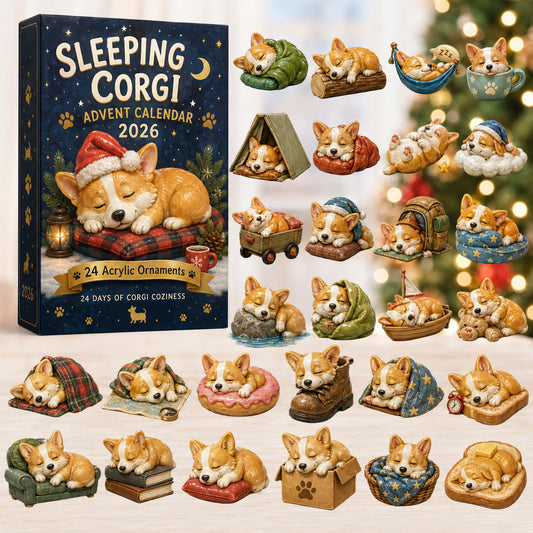 Sleeping Corgi Advent Calendar 2026 - 24-Day Festive Countdown
