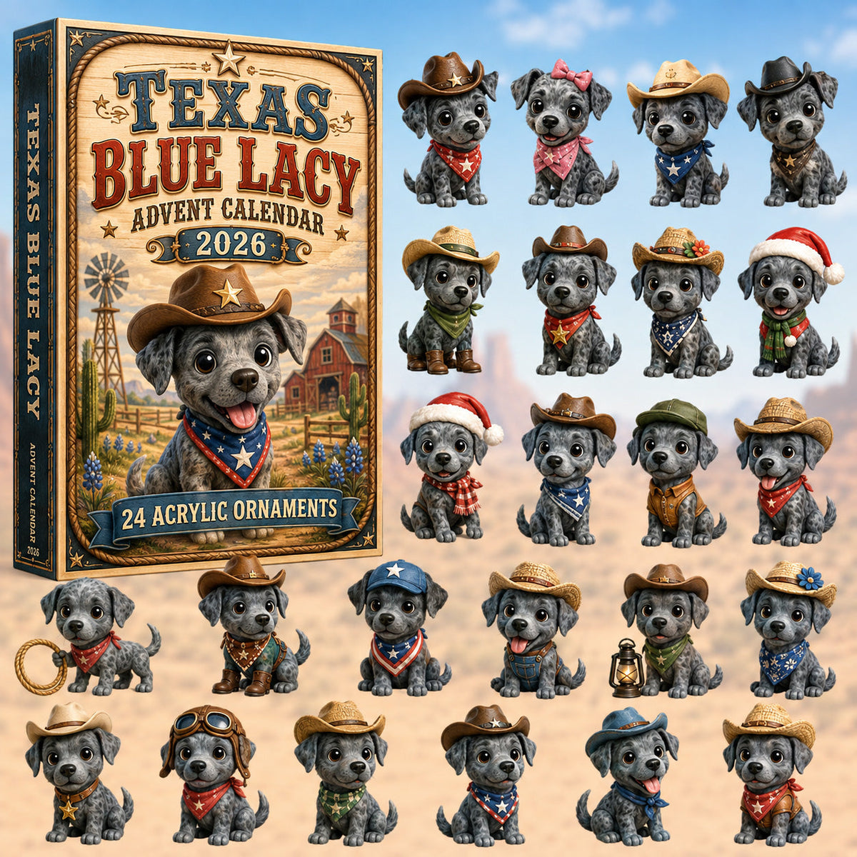 Texas Blue Lacy Advent Calendar 2026 - 24-Day Festive Countdown