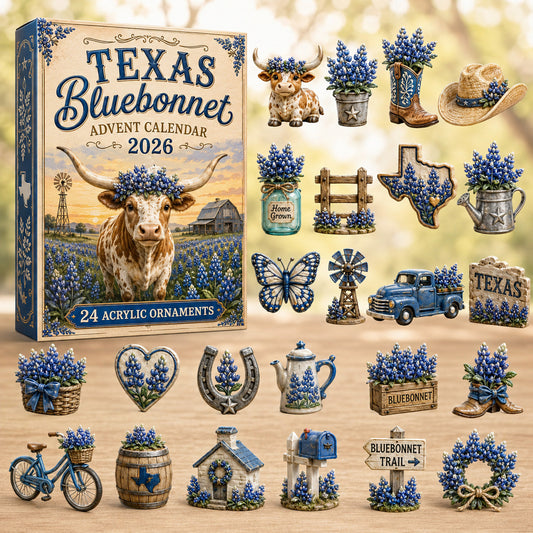 Texas Bluebonnet Advent Calendar 2026 - 24-Day Festive Countdown