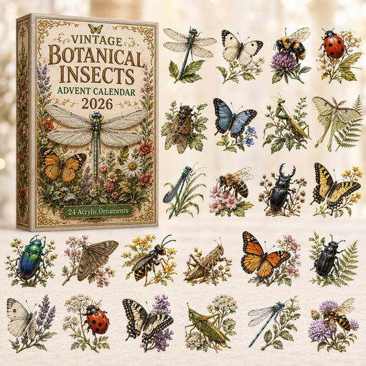 Vintage Botanical Insects Advent Calendar 2026 - 24-Day Festive Countdown