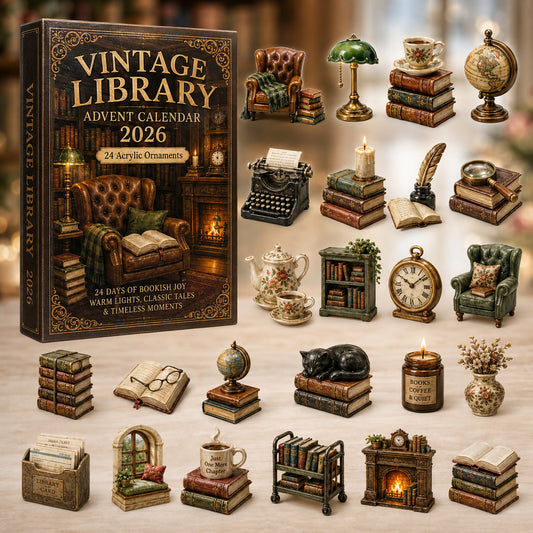 Vintage Library Advent Calendar 2026 - 24-Day Festive Countdown