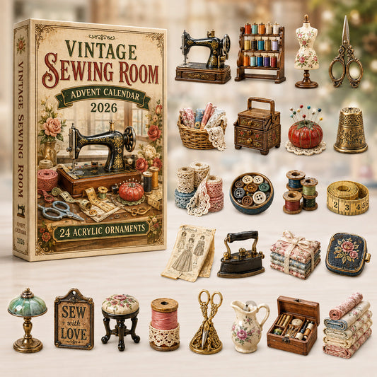 Vintage Sewing Room Advent Calendar 2026 - 24-Day Festive Countdown