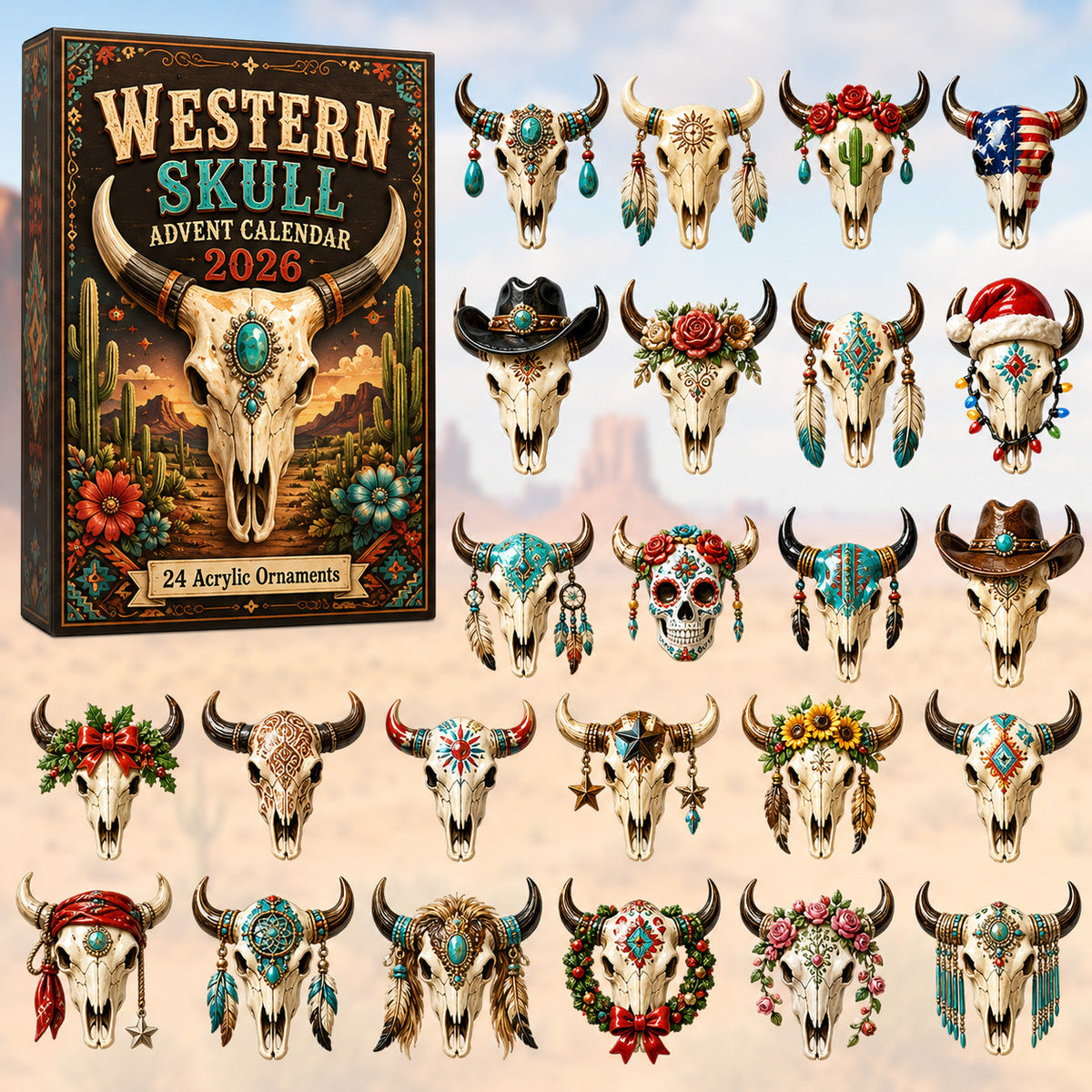 Western Skull Advent Calendar 2026 - 24-Day Festive Countdown