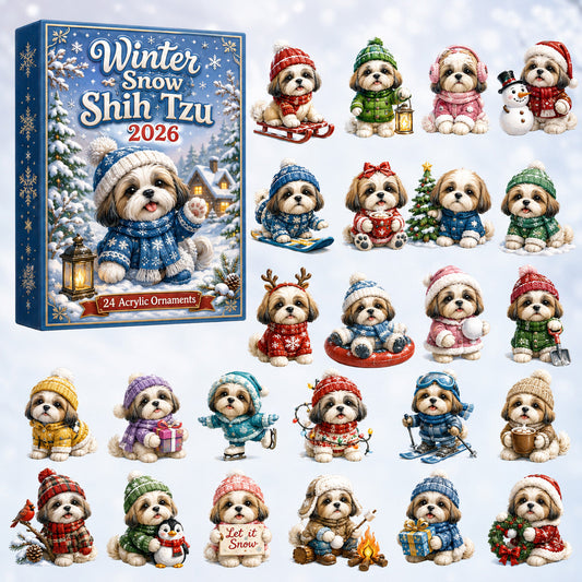 Winter Snow Shih Tzu Advent Calendar 2026 - 24-Day Festive Countdown