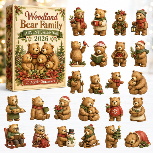 Woodland Bear Family Advent Calendar 2026 - 24-Day Festive Countdown