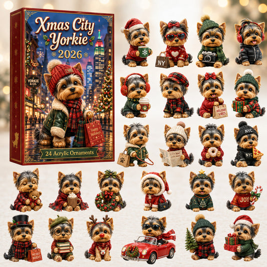 Xmas City Yorkie Advent Calendar 2026 - 24-Day Festive Countdown