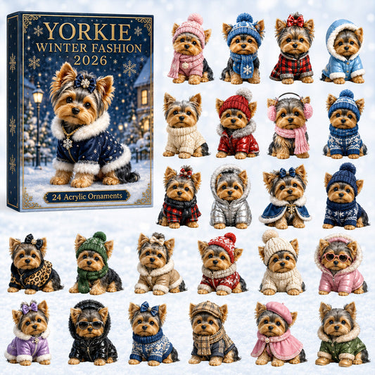Yorkie Winter Fashion Advent Calendar 2026 - 24-Day Festive Countdown