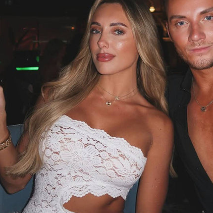 Onbely robe femme longue moulante en dentelle bustier decoupes fendue sans manches style elegant simple vintage bal de promo