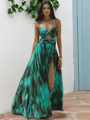 Onbely tenues de plage été tie and dye maillot de bain fendu jupe hawaïenne imprimée robe pour femme
