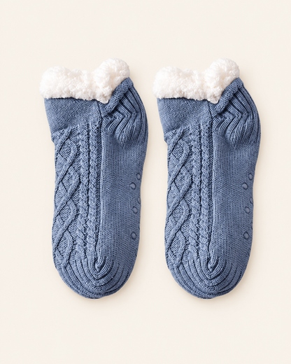 Cozy Cable Knit Fleece-Lined Slipper Socks
