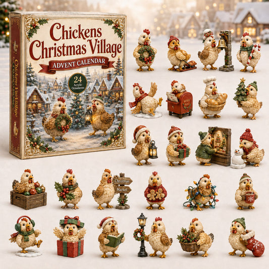 Chickens Christmas Village Advent Calendar 2026 - 24-Day Festive Countdown