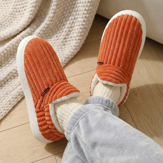 Couples Corduroy Slipper Boots | Warm Fleece Lined with Arch Support