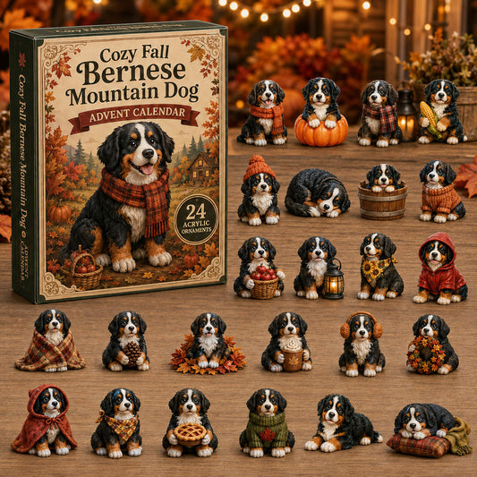 Cozy Fall Bernese Mountain Dog Advent Calendar 2026 - 24-Day Festive Countdown