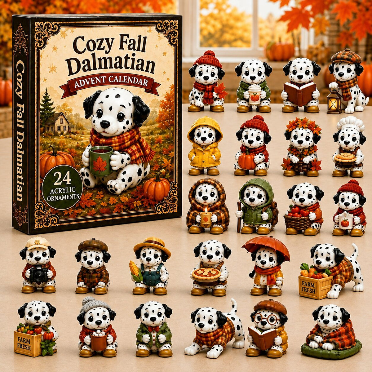 Cozy Fall Dalmatian Advent Calendar 2026 - 24-Day Festive Countdown