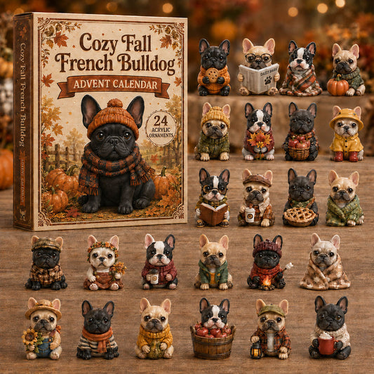 Cozy Fall French Bulldog Advent Calendar 2026 - 24-Day Festive Countdown