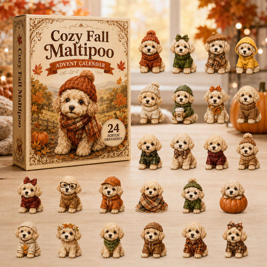 Cozy Fall Maltipoo Advent Calendar 2026 - 24-Day Festive Countdown