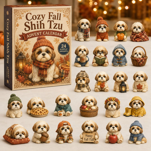 Cozy Fall Shih Tzu Advent Calendar 2026 - 24-Day Festive Countdown