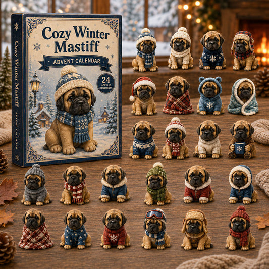 Cozy Winter Mastiff Advent Calendar 2026 - 24-Day Festive Countdown