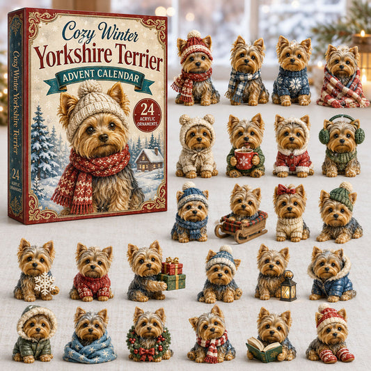 Cozy Winter Yorkshire Terrier Advent Calendar 2026 - 24-Day Festive Countdown