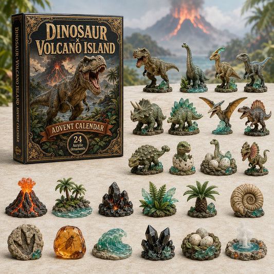 Dinosaur Volcano Island Advent Calendar 2026 - 24-Day Festive Countdown