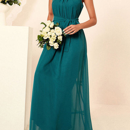 Onbely Robe Longue Élégante Demoiselle d'Honneur en Mousseline avec Ceinture