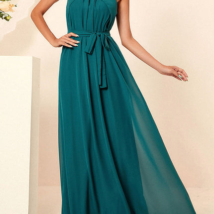 Onbely Robe Longue Élégante Demoiselle d'Honneur en Mousseline avec Ceinture