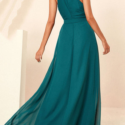 Onbely Robe Longue Élégante Demoiselle d'Honneur en Mousseline avec Ceinture