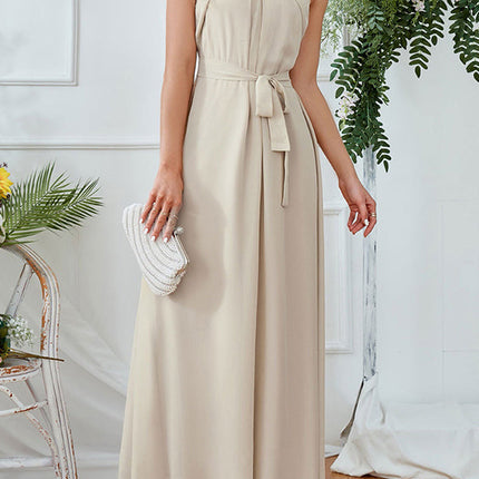 Onbely Robe Longue Élégante Demoiselle d'Honneur en Mousseline avec Ceinture