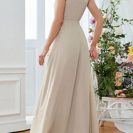 Onbely Robe Longue Élégante Demoiselle d'Honneur en Mousseline avec Ceinture