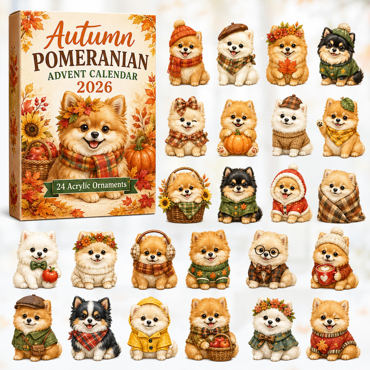 Autumn Pomeranian Advent Calendar 2026 - 24-Day Festive Countdown