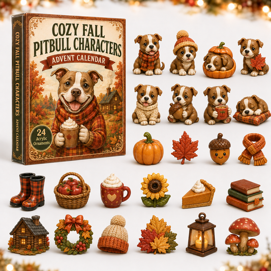 Cozy Fall Pitbull Characters Advent Calendar 2026 - 24-Day Festive Countdown