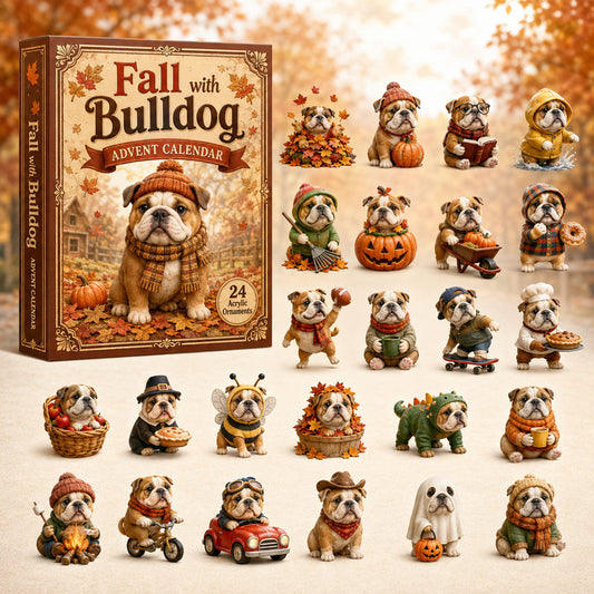 Fall With Bulldog Advent Calendar 2026 - 24-Day Festive Countdown