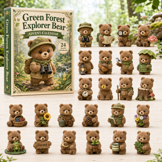 Green Forest Explorer Bear Advent Calendar 2026 - 24-Day Festive Countdown