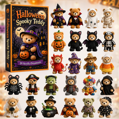 HALLOWEEN KICKOFF 40% OFF - Halloween Spooky Teddy Advent Calendar 2026 - 24-Day Festive Countdown, Acrylic Charms Blind Box - Gift For Kids, Family & Friends AC0HT376