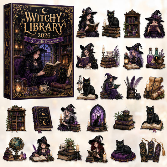 HALLOWEEN KICKOFF 40% OFF - Witchy Library Advent Calendar 2026 - 24-Day Festive Countdown, Acrylic Charms Blind Box - Gift For Witch Lovers AC0HT558