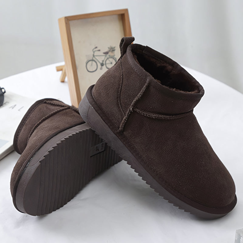 Bottes d’hiver ultra courtes pour femmes avec soutien de la voûte plantaire | Bottines en suède pour cheville