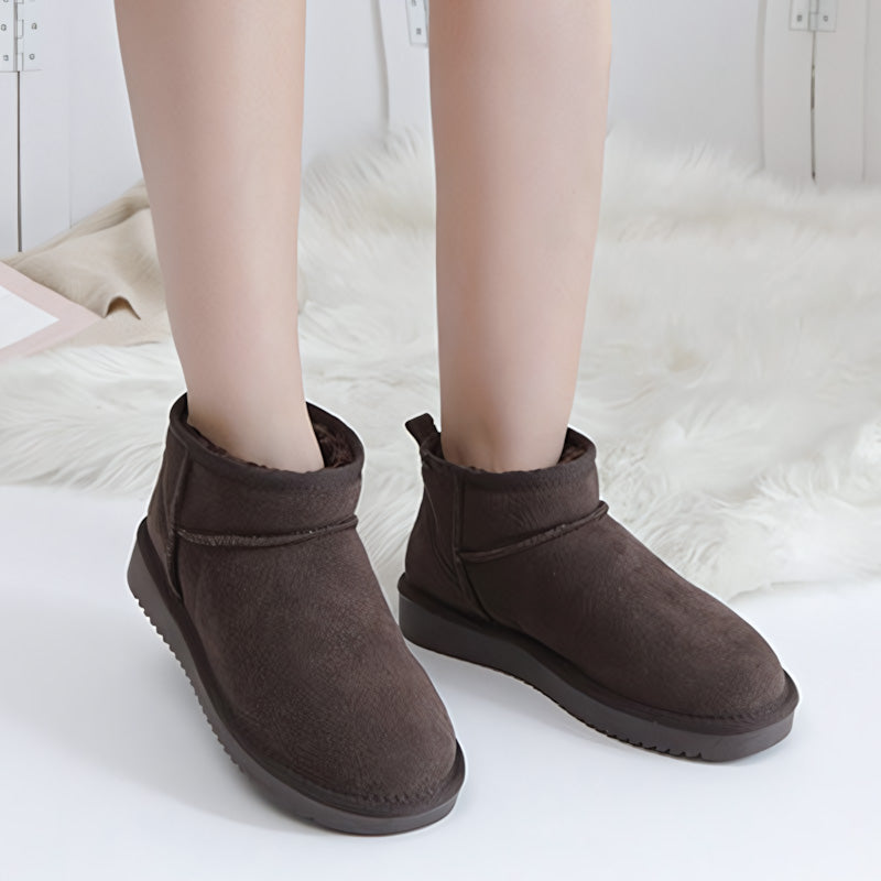 Bottes d’hiver ultra courtes pour femmes avec soutien de la voûte plantaire | Bottines en suède pour cheville