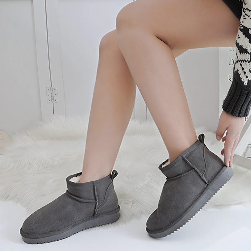 Bottes d’hiver ultra courtes pour femmes avec soutien de la voûte plantaire | Bottines en suède pour cheville