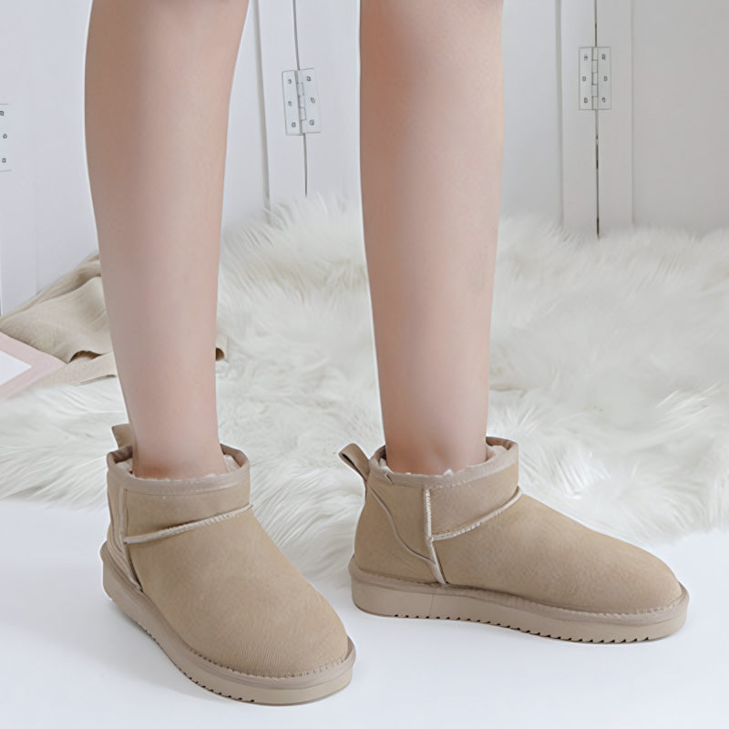 Bottes d’hiver ultra courtes pour femmes avec soutien de la voûte plantaire | Bottines en suède pour cheville