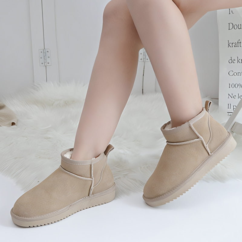 Bottes d’hiver ultra courtes pour femmes avec soutien de la voûte plantaire | Bottines en suède pour cheville