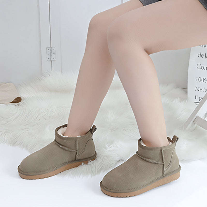 Bottes d’hiver ultra courtes pour femmes avec soutien de la voûte plantaire | Bottines en suède pour cheville