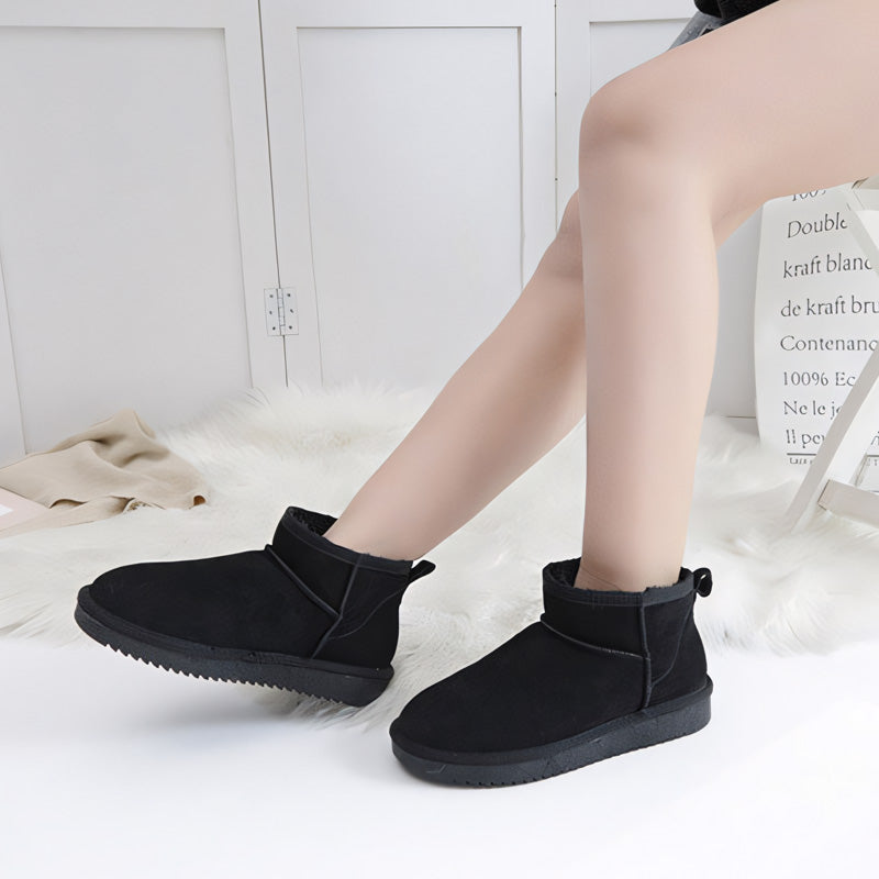 Bottes d’hiver ultra courtes pour femmes avec soutien de la voûte plantaire | Bottines en suède pour cheville