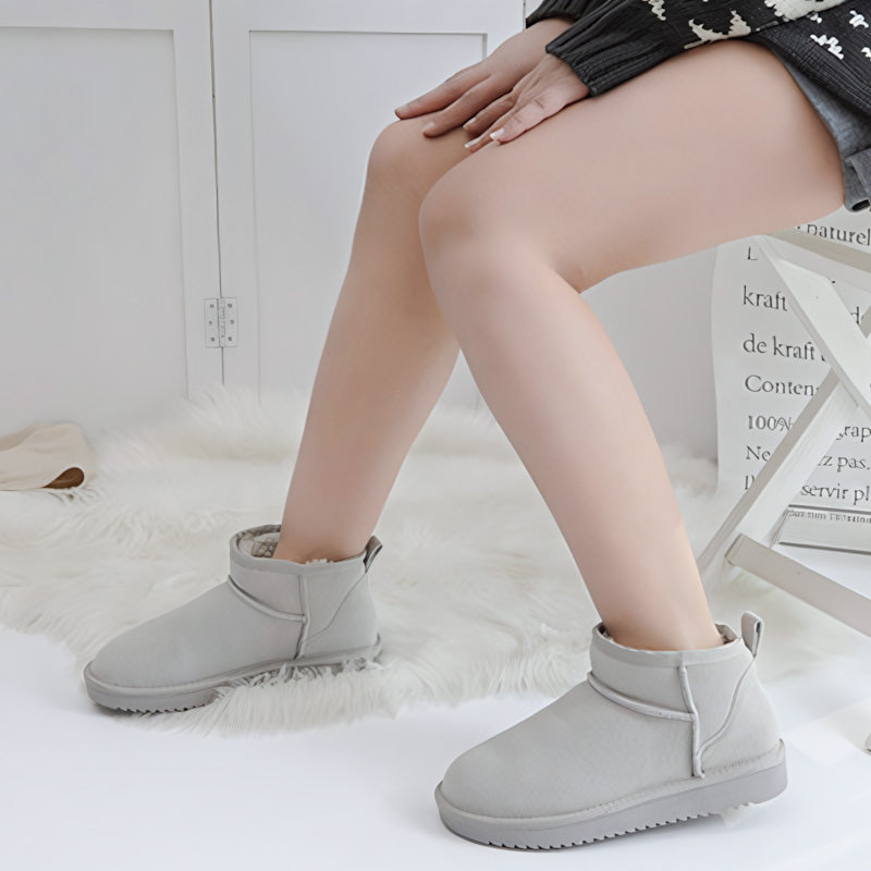 Bottes d’hiver ultra courtes pour femmes avec soutien de la voûte plantaire | Bottines en suède pour cheville