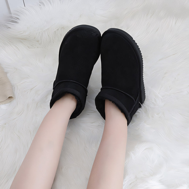 Bottes d’hiver ultra courtes pour femmes avec soutien de la voûte plantaire | Bottines en suède pour cheville