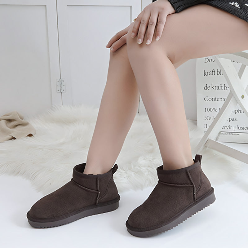 Bottes d’hiver ultra courtes pour femmes avec soutien de la voûte plantaire | Bottines en suède pour cheville